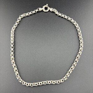 Heavy Vintage Solid 925 Classic EURO BOLT Rolo Belcher Link 19.5" Necklace 56 gm